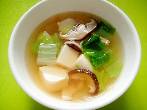 白菜と豆腐しいたけの和風スープ